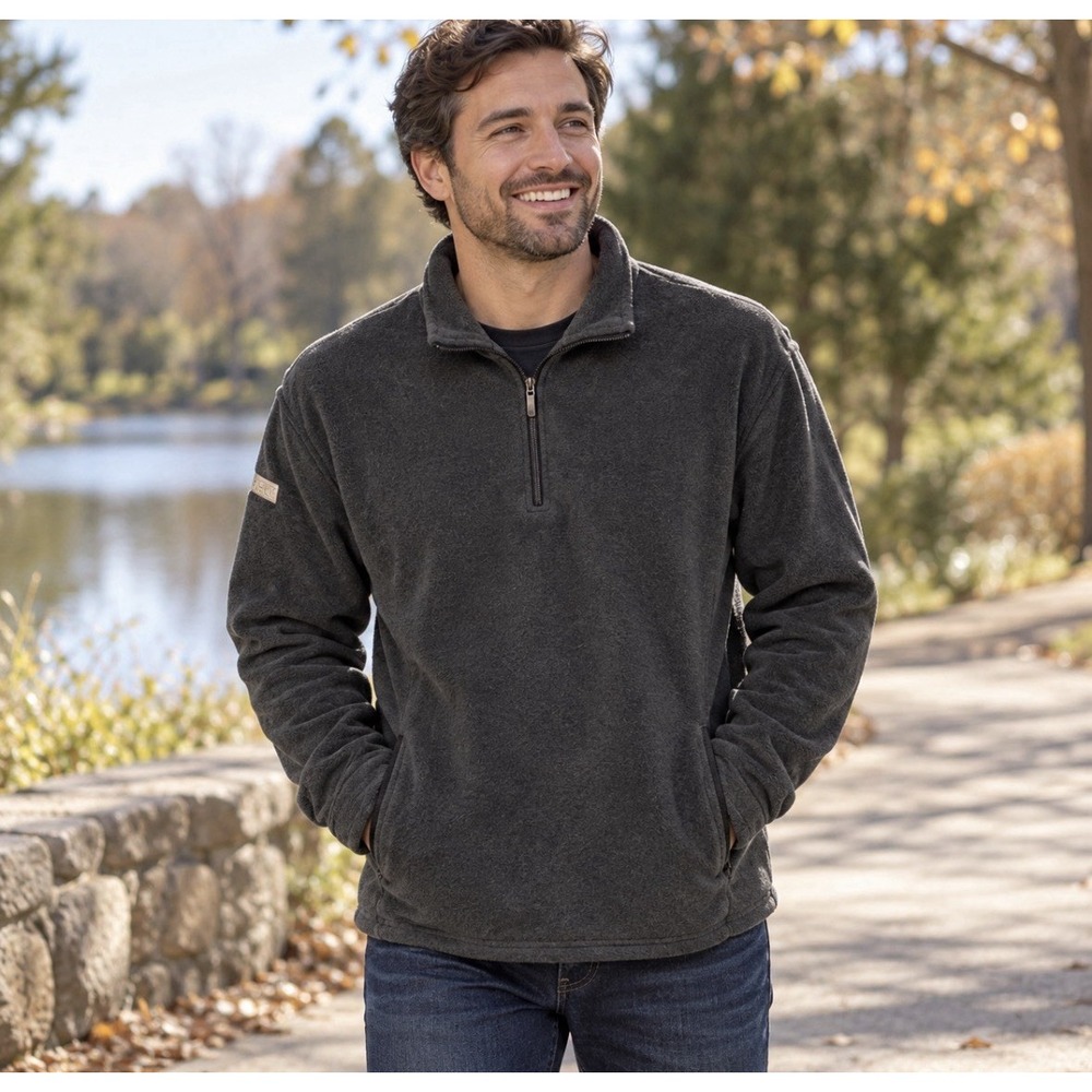 North End Fleece Quarter-Zip Pullover Sweatshirt gray pockets